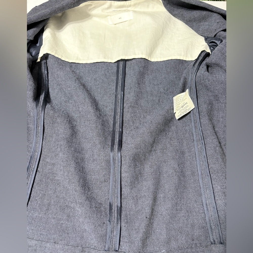 Pomandere Linen Blend Boxy Womans Blazer Single Button Patch Pockets 3/4 Sleeves - Picture 8 of 16